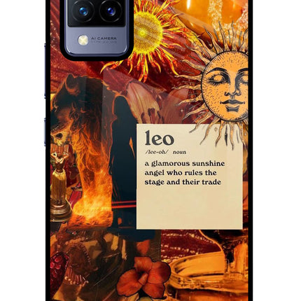 Leo Zodiac Vivo V21 Glass Case Back Cover by Casekaro