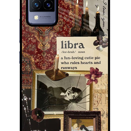 Libra Zodiac Vivo V21 Glass Case Back Cover by Casekaro