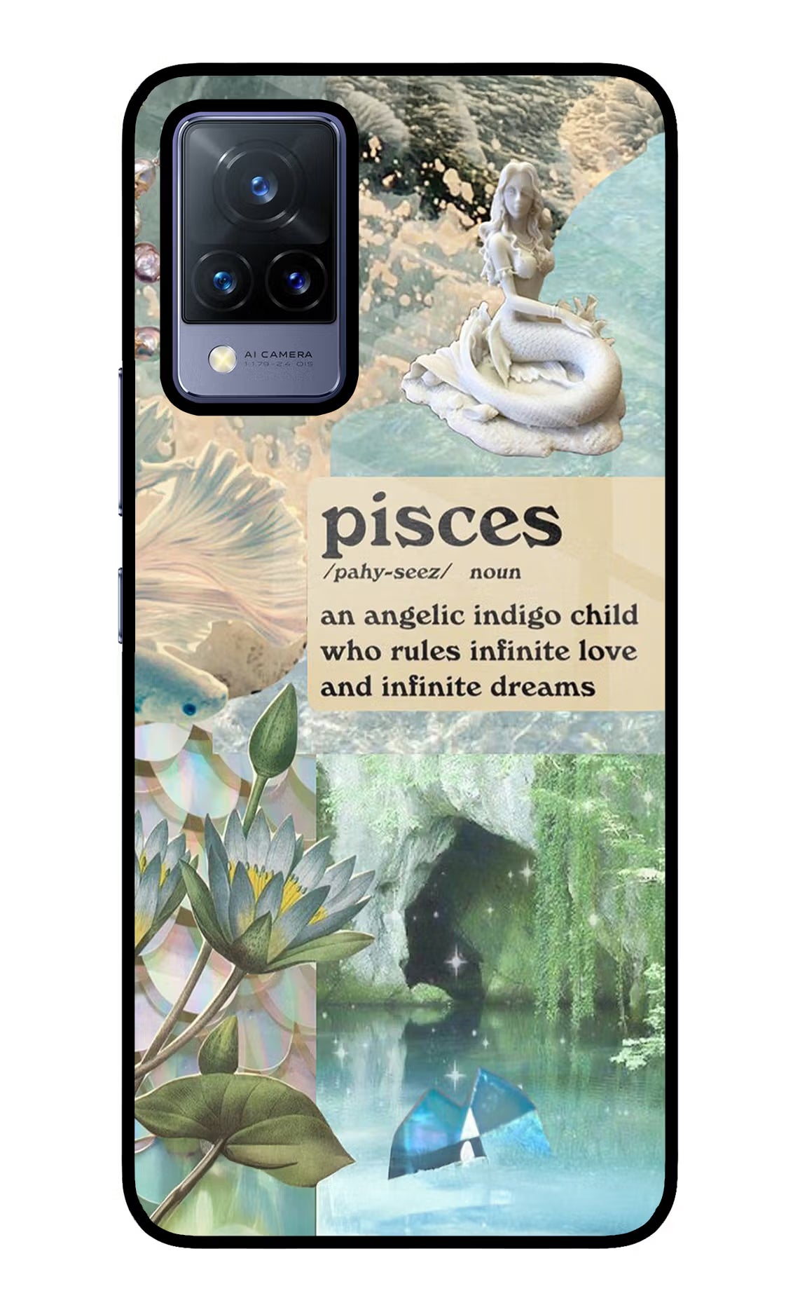 Pisces Zodiac Vivo V21 Glass Case Back Cover by Casekaro