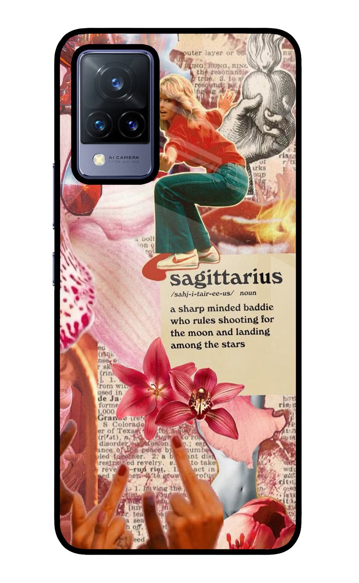 Sagittarius Zodiac Vivo V21 Glass Case Back Cover by Casekaro