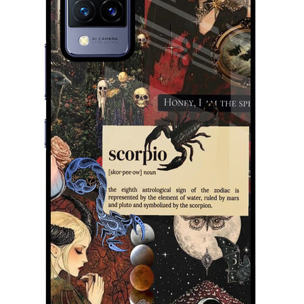 Scorpio Zodiac Vivo V21 Glass Case Back Cover by Casekaro