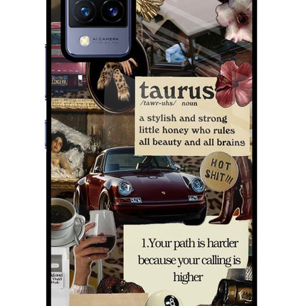 Taurus Zodiac Vivo V21 Glass Case Back Cover by Casekaro