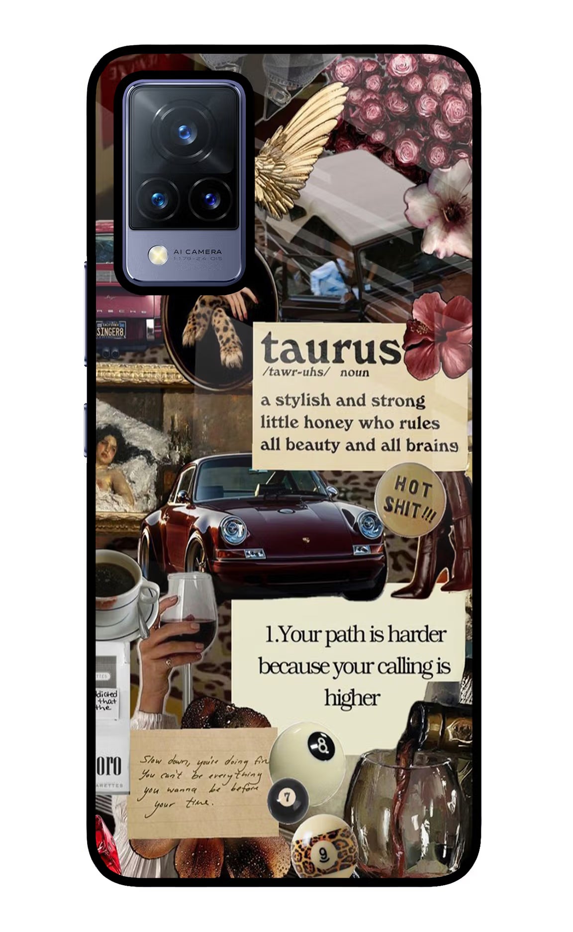 Taurus Zodiac Vivo V21 Glass Case Back Cover by Casekaro