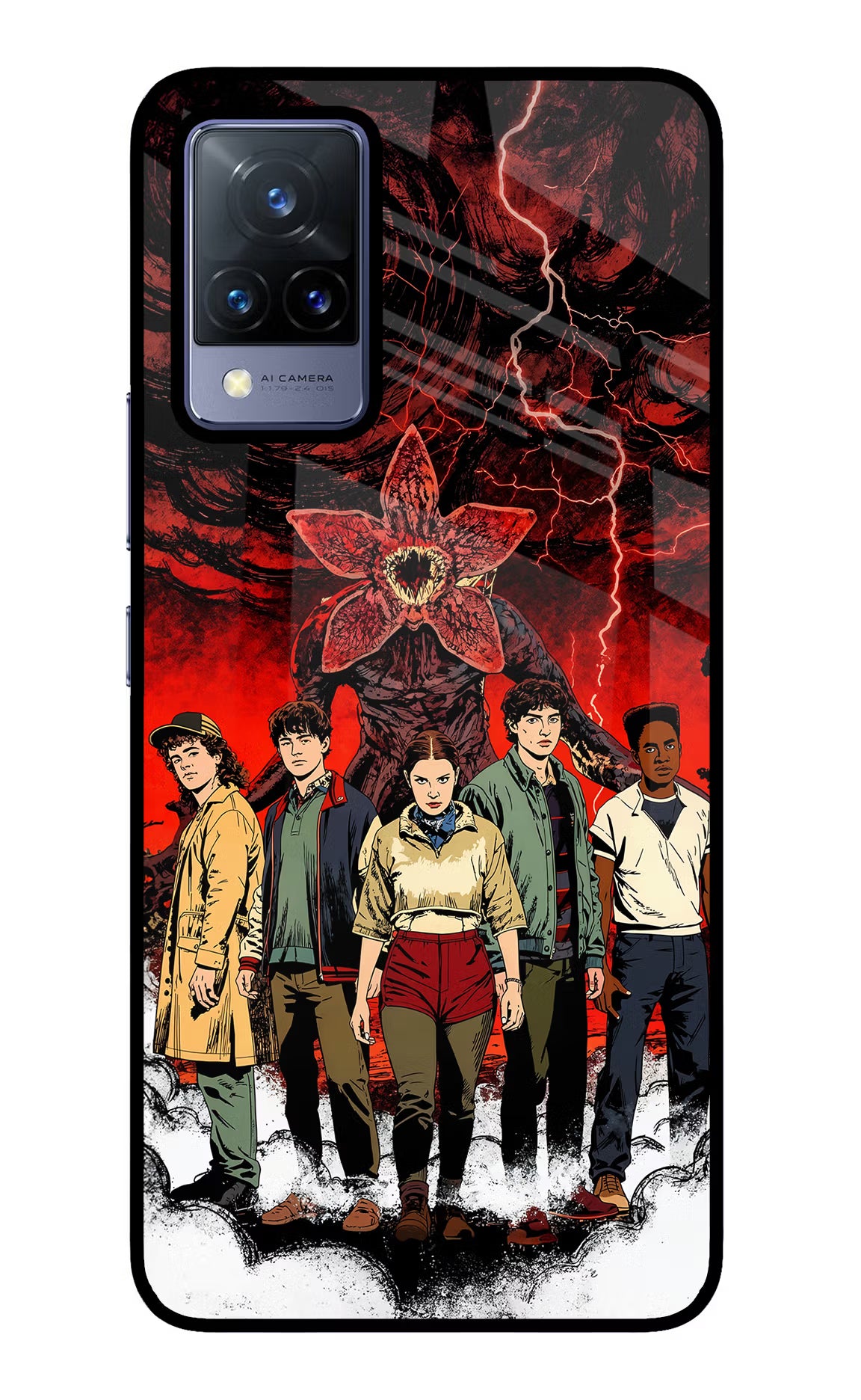 Ordinary Things Characters Vivo V21 Glass Case Back Cover by Casekaro