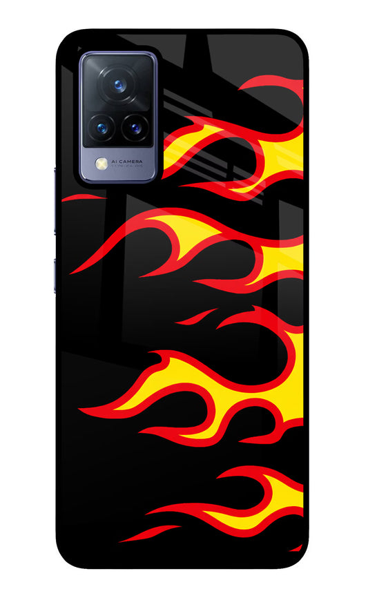 Side Sweep Flames Vivo V21 Glass Case