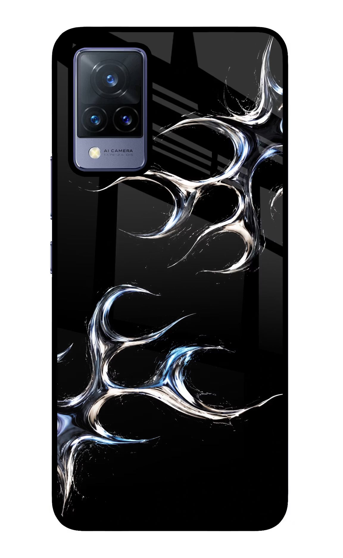 Chrome Tribal Vivo V21 Glass Case Back Cover by Casekaro