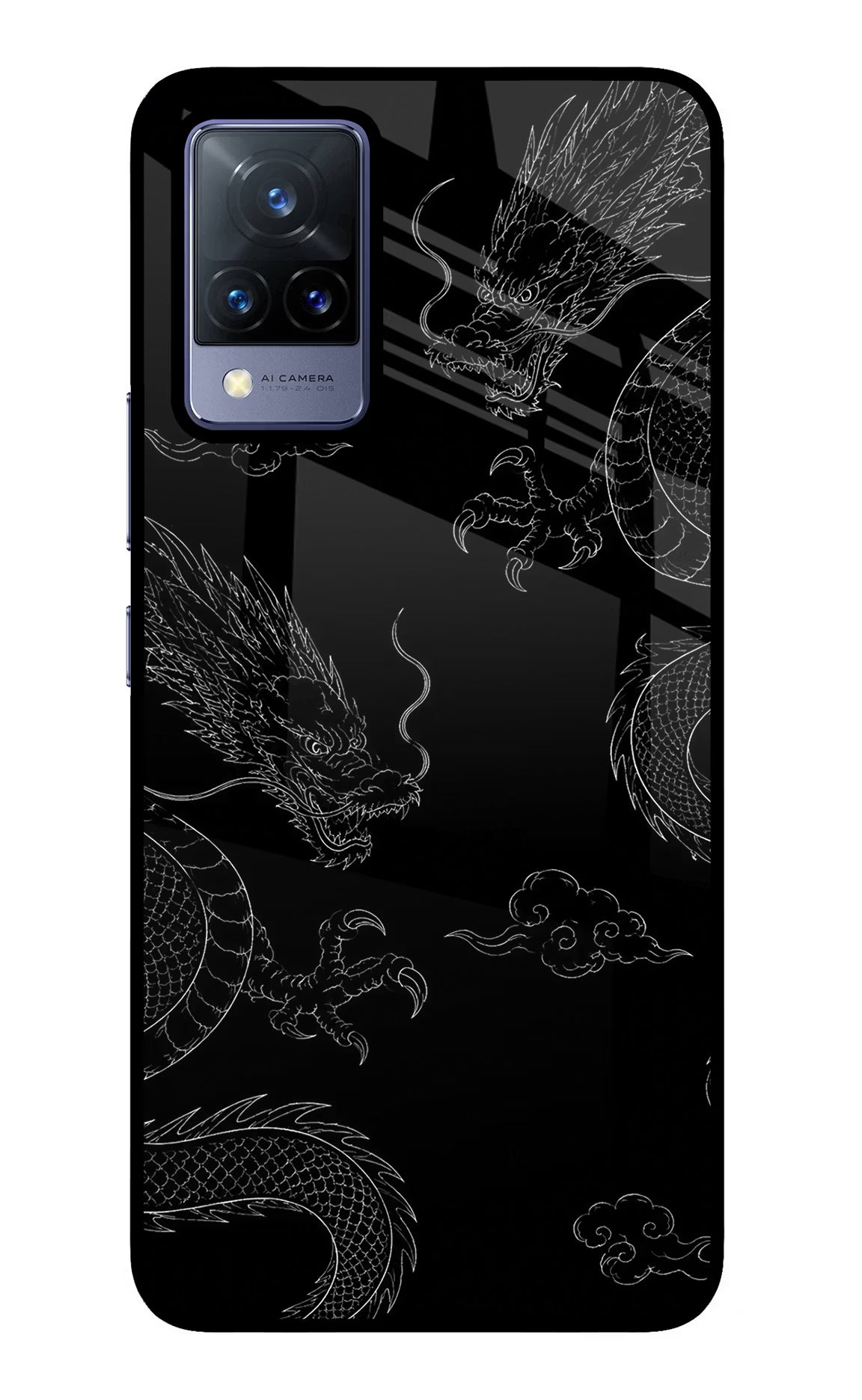 Twin Dragons Vivo V21 Glass Case