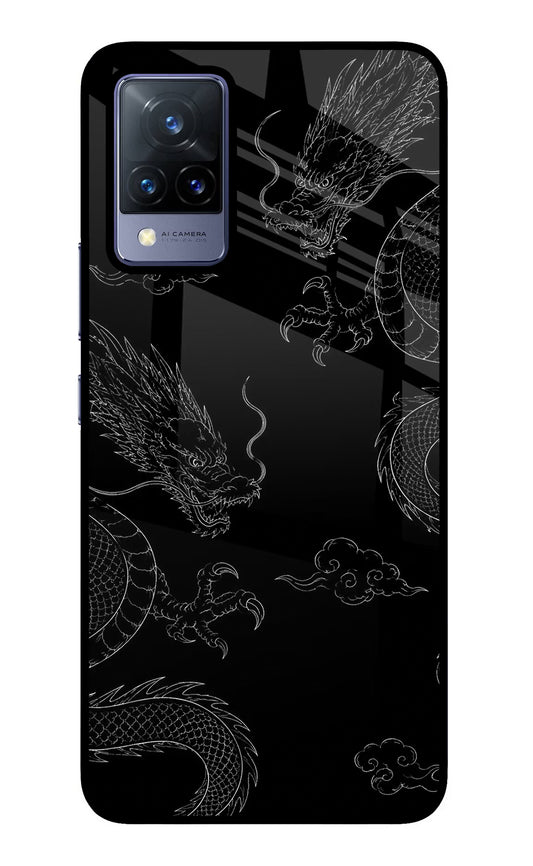 Twin Dragons Vivo V21 Glass Case