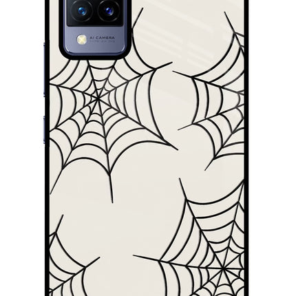 Spider Web Vivo V21 Glass Case Back Cover by Casekaro
