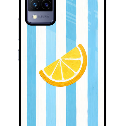 Summer Lemon Vivo V21 Glass Case Back Cover by Casekaro