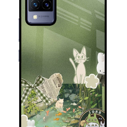 Aesthetic anime Vivo V21 Glass Case Back Cover by Casekaro