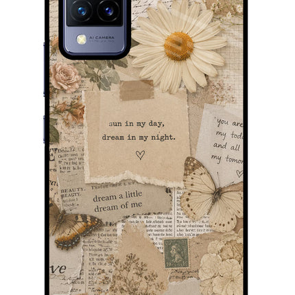 Vintage case Vivo V21 Glass Case Back Cover by Casekaro