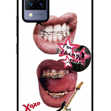 Rockstar Vivo V21 Glass Case Back Cover by Casekaro