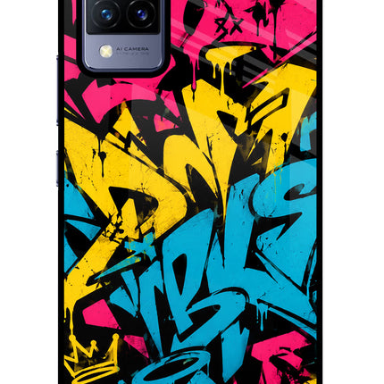 Graffiti Vibe Vivo V21 Glass Case Back Cover by Casekaro