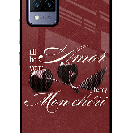 Velvet Cherry Vivo V21 Glass Case Back Cover by Casekaro