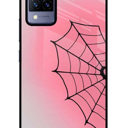 Pink Web Vivo V21 Glass Case