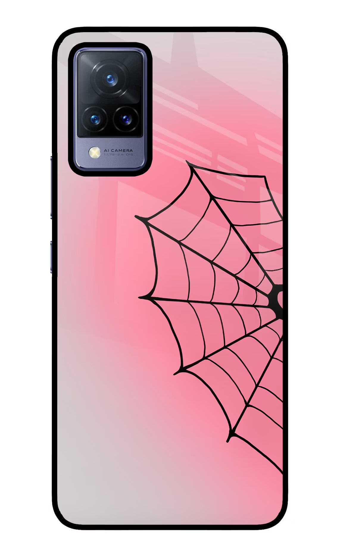 Pink Web Vivo V21 Glass Case