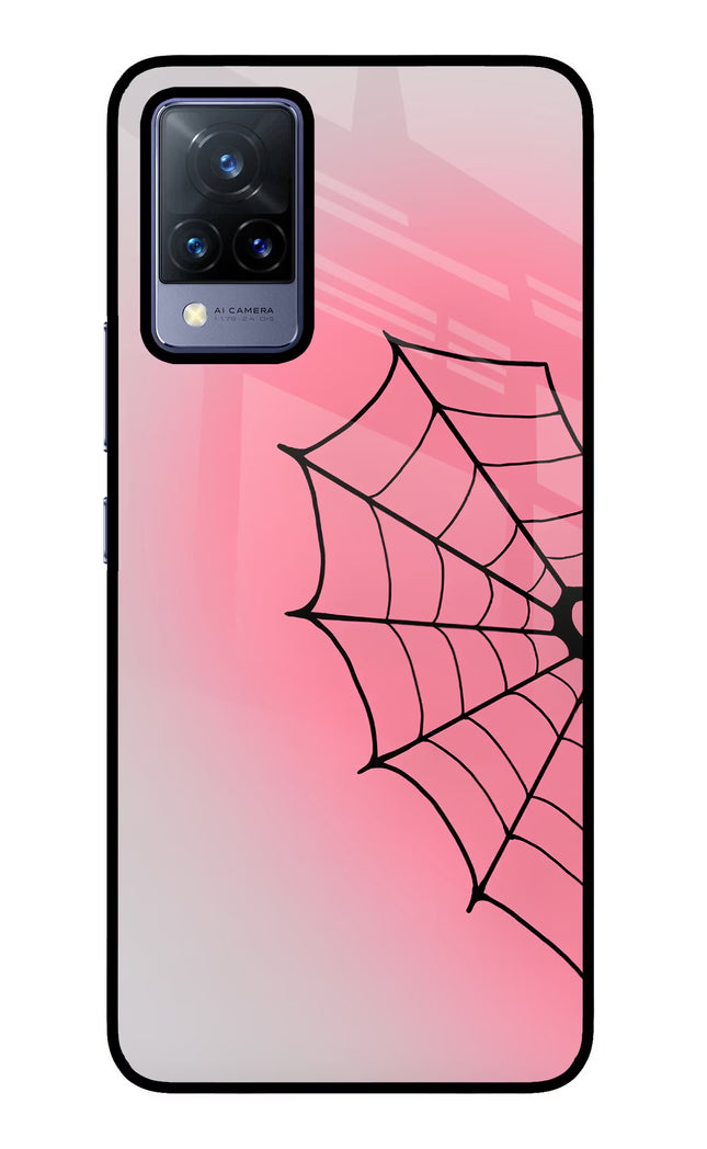 Pink Web Vivo V21 Glass Case