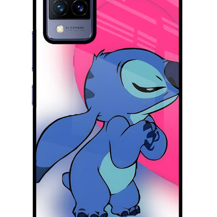 Stitch Hug Vivo V21 Glass Case