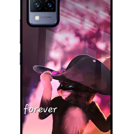 Forever Cat Vivo V21 Glass Case