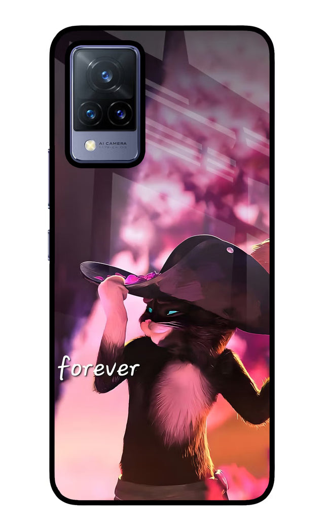 Forever Cat Vivo V21 Glass Case