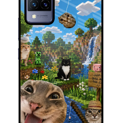 Minecraft Cat Chaos Vivo V21 Glass Case