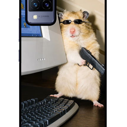 Hacker Hamster Vivo V21 Glass Case