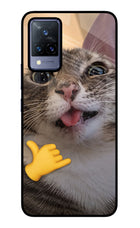 Silly Cat Call Vivo V21 Glass Case