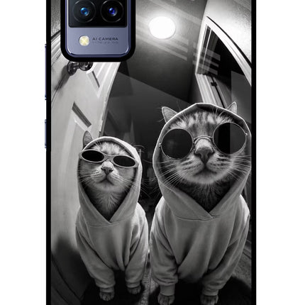 Hood Cats Vivo V21 Glass Case