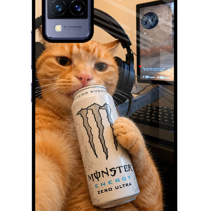 Gamer Cat Energy Vivo V21 Glass Case