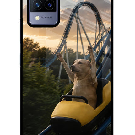 Rollercoaster Dog Vivo V21 Glass Case