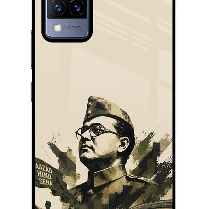 Netaji Rising Vivo V21 Glass Case Back Cover by Casekaro