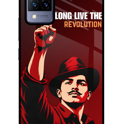 Bhagat Singh Revolution Vivo V21 Glass Case Back Cover by Casekaro