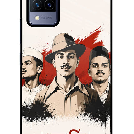 Bhagat Singh Trio Vivo V21 Glass Case Back Cover by Casekaro