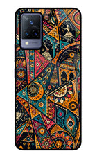 Folk Print Vivo V21 Glass Case