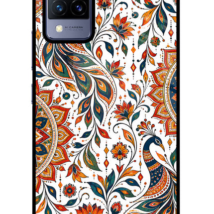 White Mayura Vivo V21 Glass Case