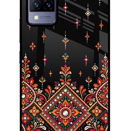 Noir Mehfil Vivo V21 Glass Case