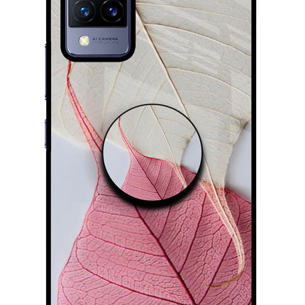 White Pink Leaf Vivo V21 Pop Case by Casekaro