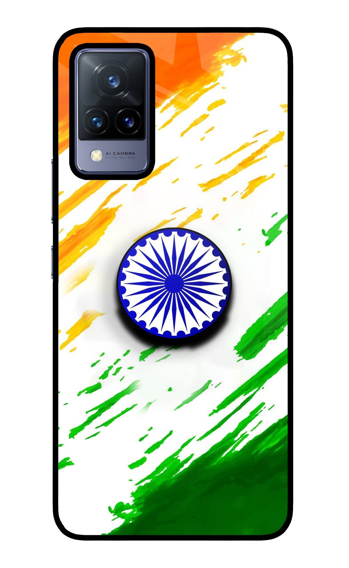 Indian Flag Ashoka Chakra Vivo V21 Glass Case