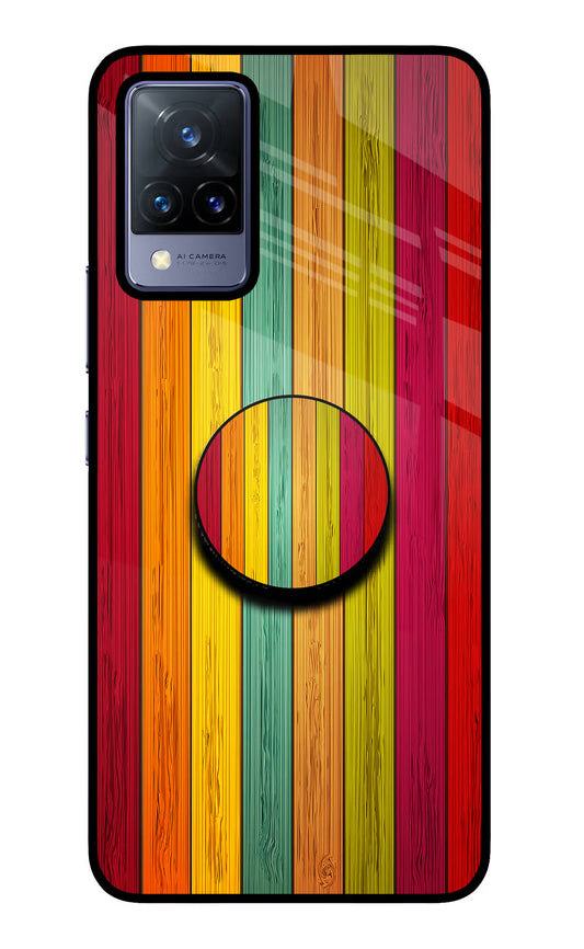 Multicolor Wooden Vivo V21 Glass Case