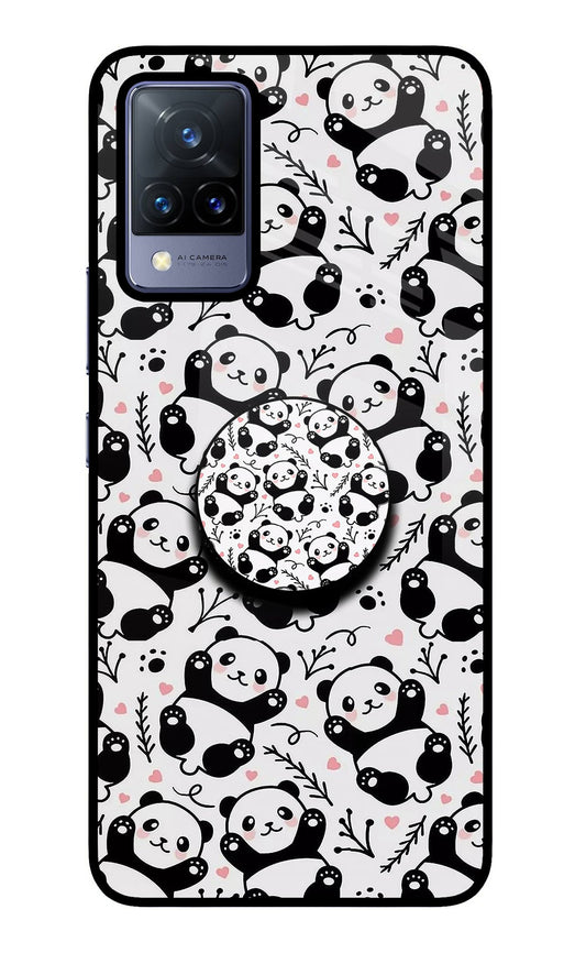 Cute Panda Vivo V21 Glass Case