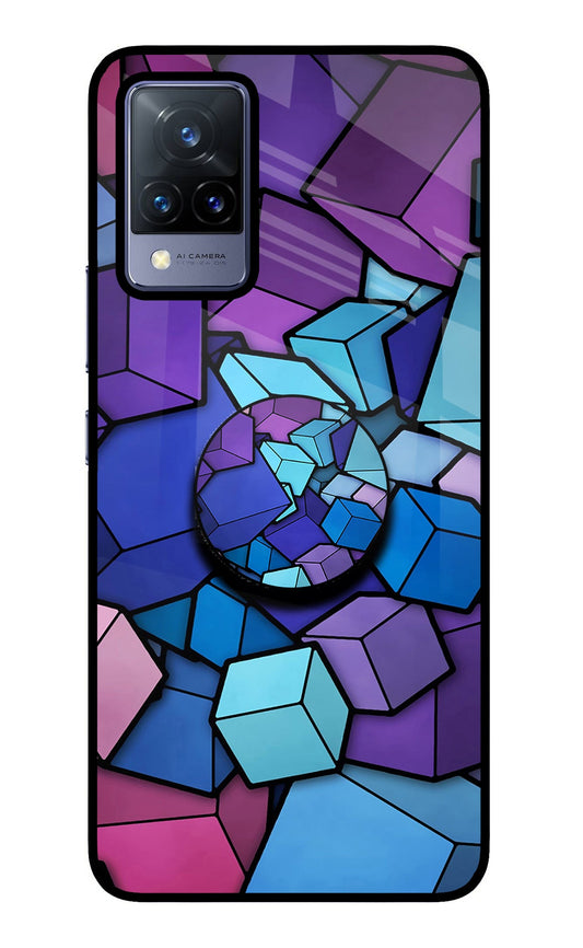 Cubic Abstract Vivo V21 Glass Case