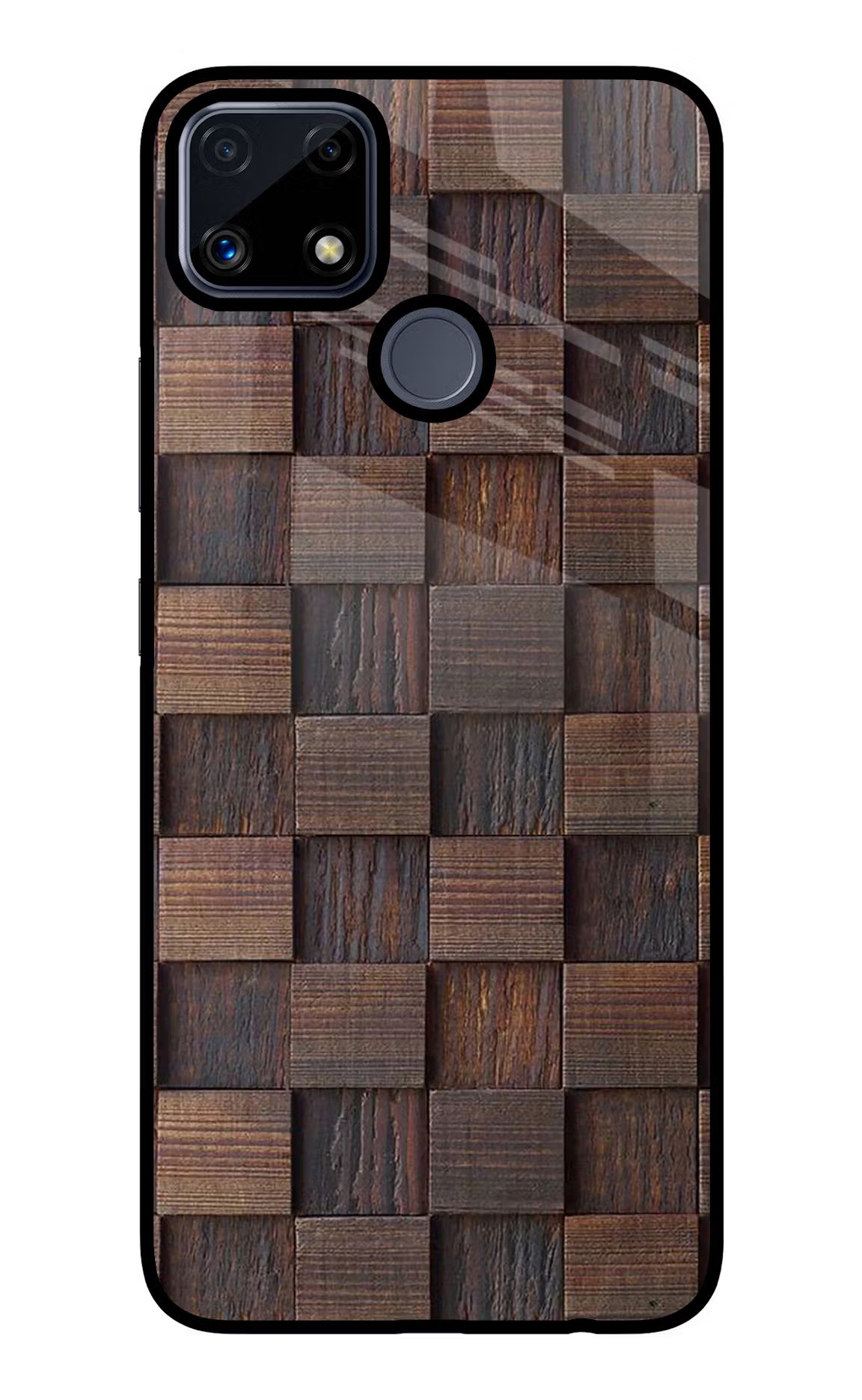 Wooden Cube Design Realme C25/C25s Glass Case Back Cover by Casekaro