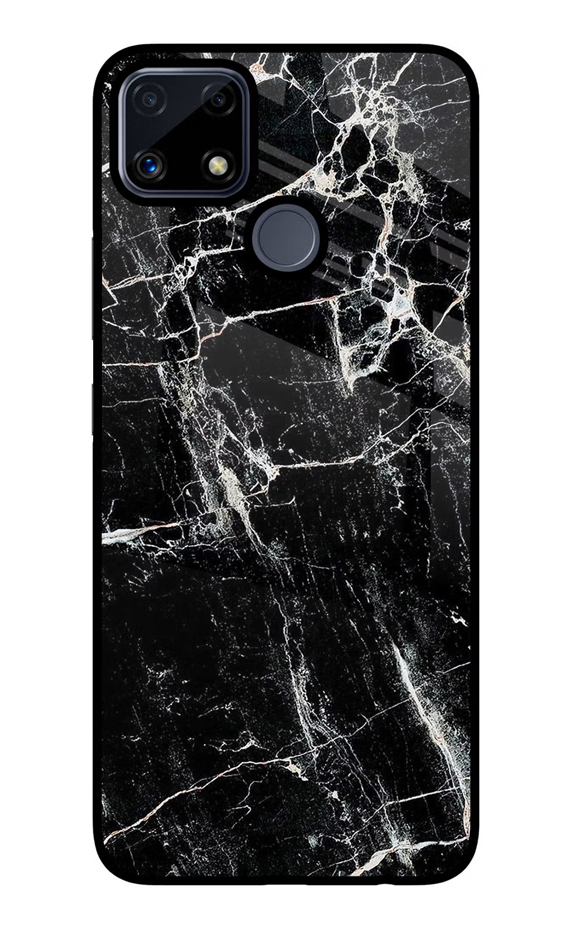 Black Marble Texture Realme C25/C25s Glass Case Back Cover by Casekaro