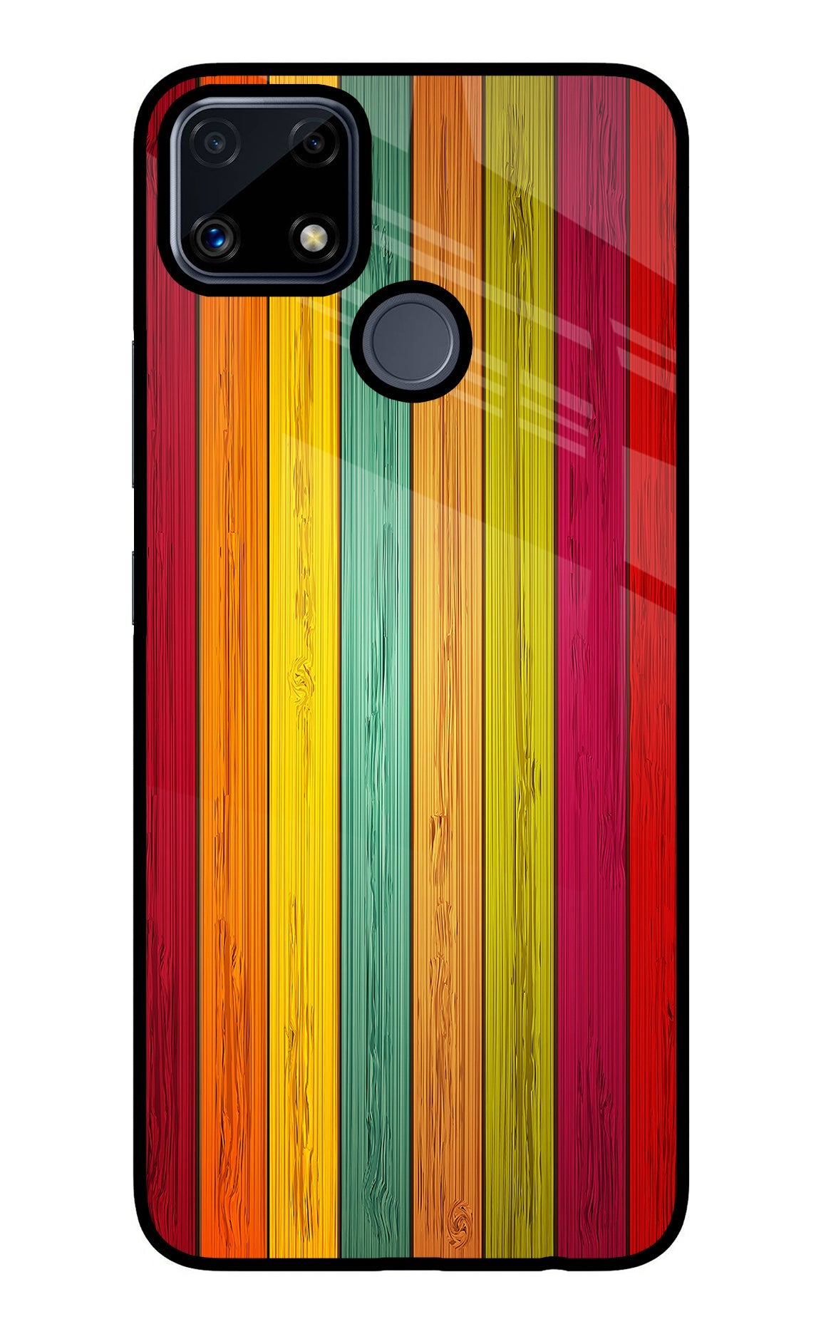 Multicolor Wooden Realme C25/C25s Glass Case