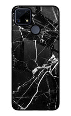 Black Marble Pattern Realme C25/C25s Glass Case Back Cover by Casekaro