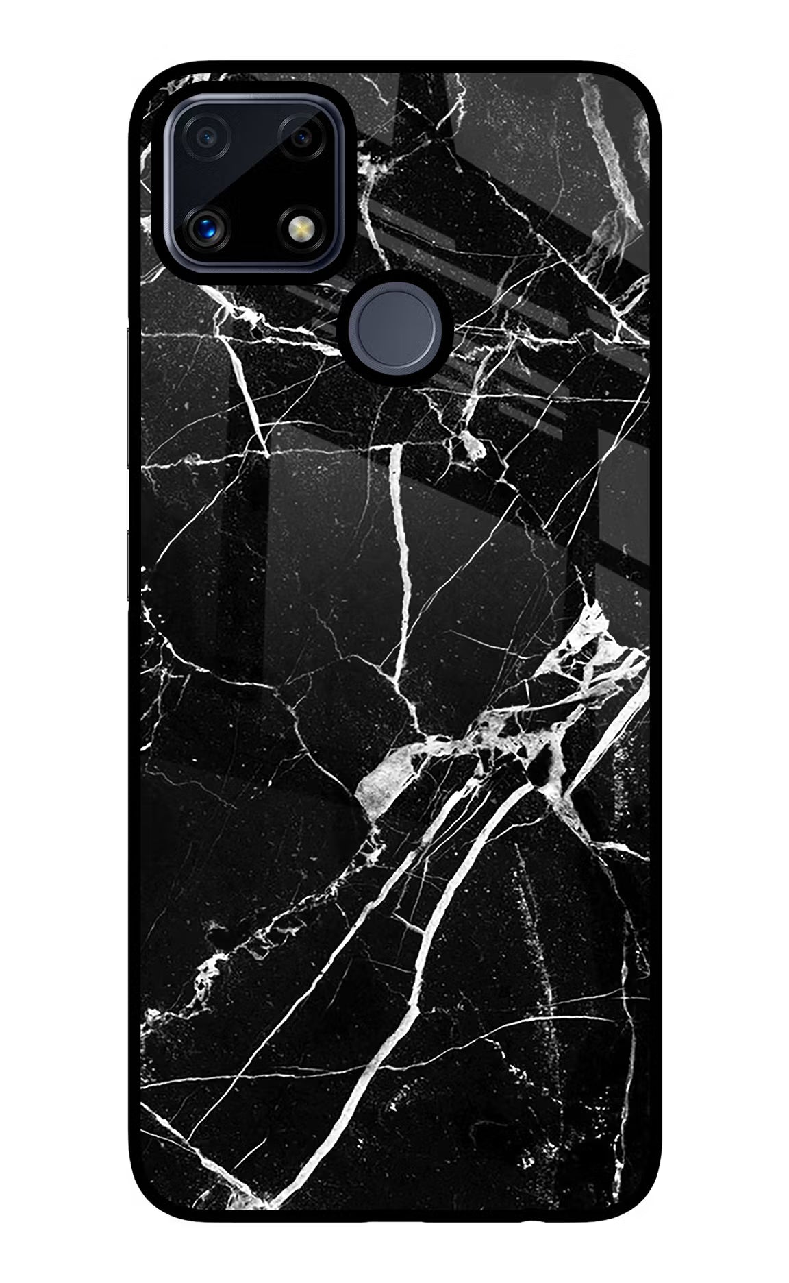 Black Marble Pattern Realme C25/C25s Glass Case Back Cover by Casekaro