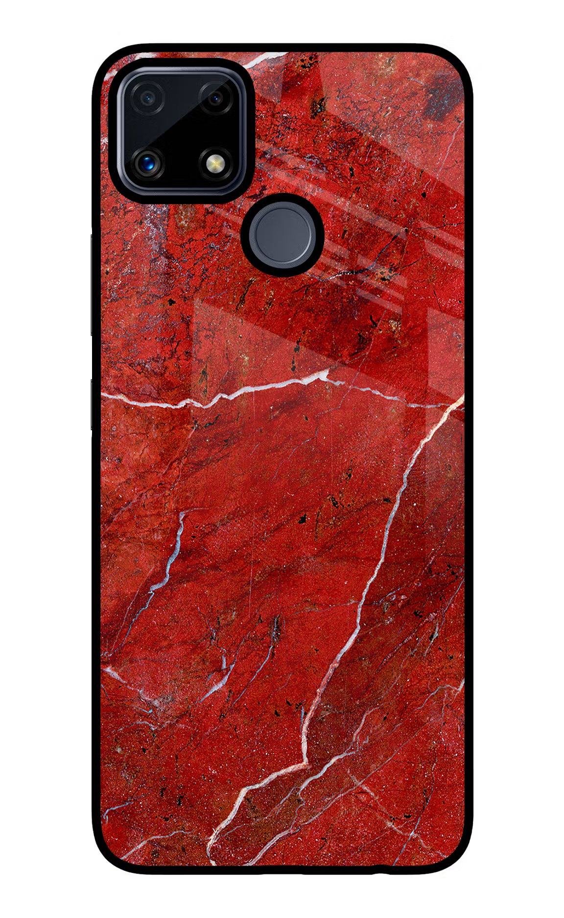 Red Marble Design Realme C25/C25s Glass Case Back Cover by Casekaro