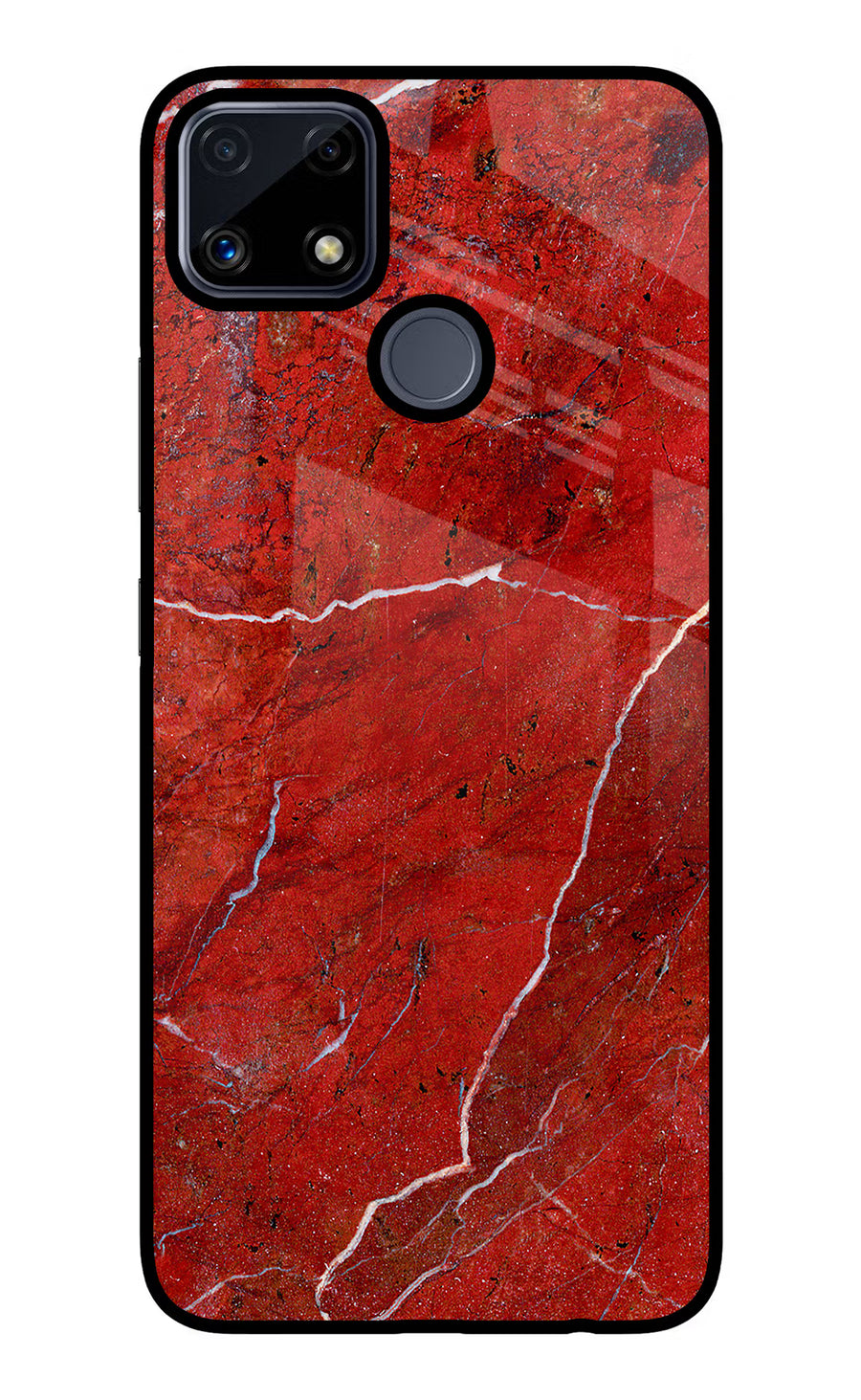 Red Marble Design Realme C25/C25s Back Cover, Glass case