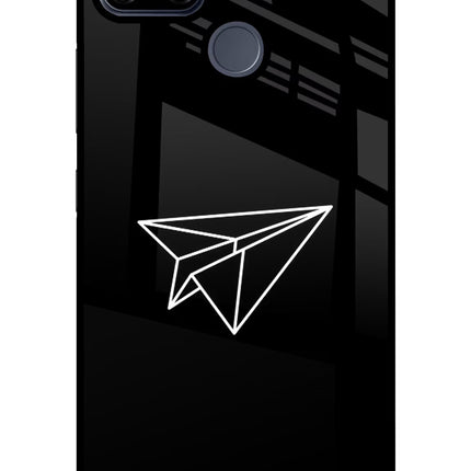 Paper Plane White Realme C25/C25s Glass Case Back Cover by Casekaro